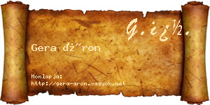 Gera Áron névjegykártya
